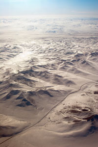 aerial view of the Trans-Siberian Railway in Mongolia